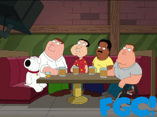 Family Guy cast and Brian at the Drunken Clam